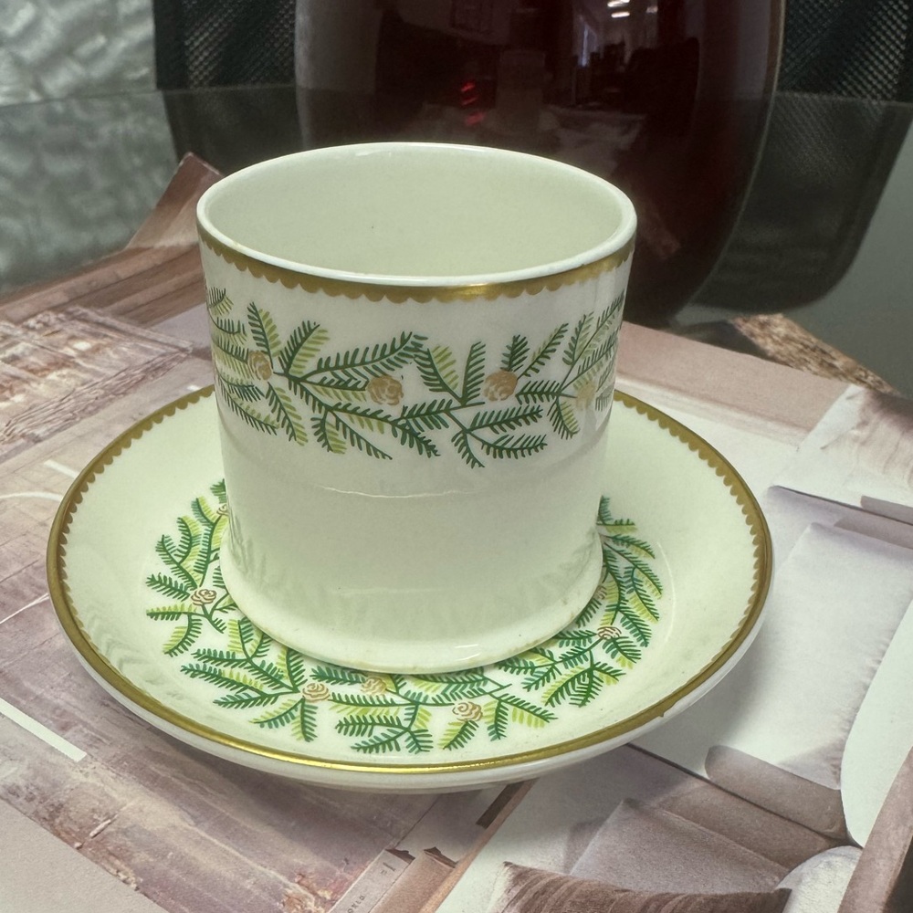 Crown Staffordshire Demitasse Bone China cup/saucer in the "Evergreen"  Tiffany.